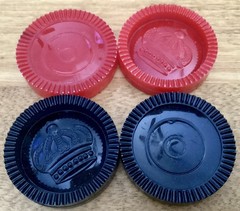 Box of VTG Tournament Play Plastic Interlocking Checkers, 24 Count, USA