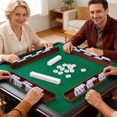 Wooden Mahjong Racks with Magnetic Pushers – Set of 4, Solid Wood | For American