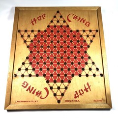 VTG Pressman USA Hop Ching Red Font Wood Chinese Checkers Game Board #2739