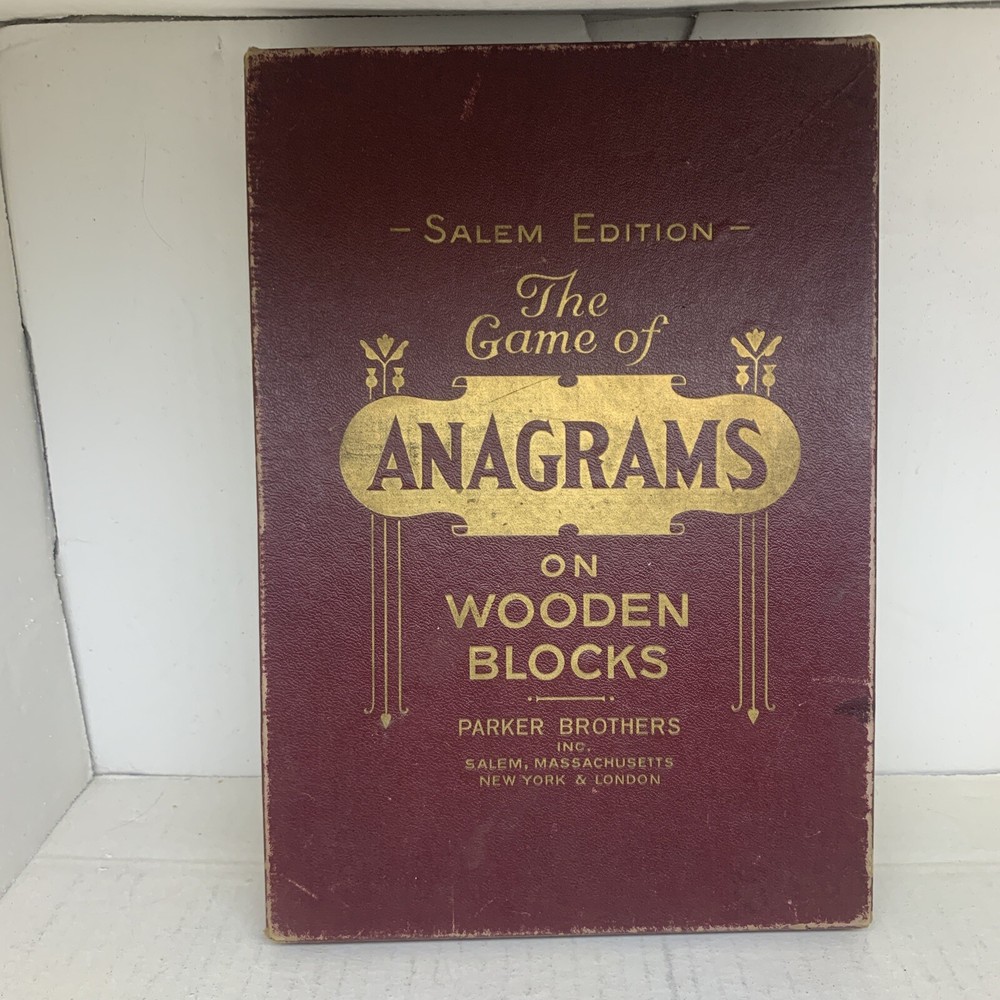 GAME OF ANAGRAMS ON WOODEN BLOCKS PARKER BROTHERS 1930 SALEM EDITION