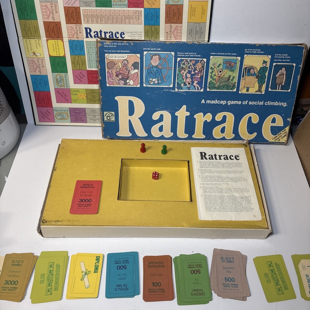 Vintage 1974 RATRACE Board Game Waddingtons House of Games Canada Missing Pieces