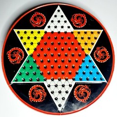 VINTAGE Chinese Checkers Ohio Art USA Two Sided Round Multicolored Tin NO PAWNS