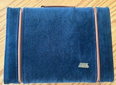Aries Blue Suede Backgammon Set – 15″ x 10-1/2” – Complete