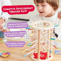 BALLFALL Jumbo – Montessori Wooden Board Game for Kids 3 4 5 6 Years – Colorful