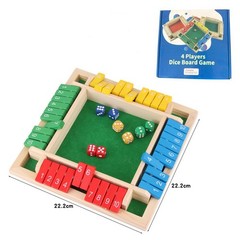 Wooden Dice Board Game Shut The Box for 4 Players Flaps & Dices Game Parent-chi