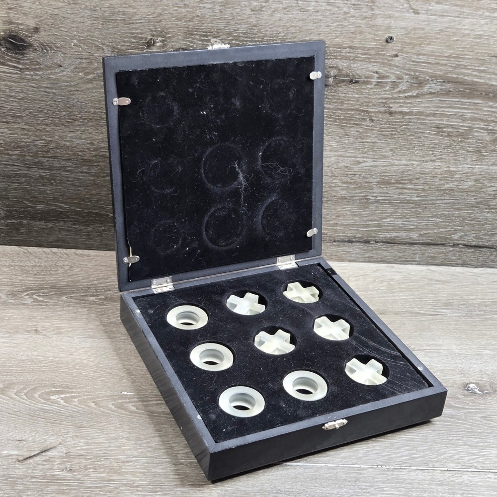 Tic Tac Toe Frosted Glass Game Set Black Wood Storage Box Unisex Black