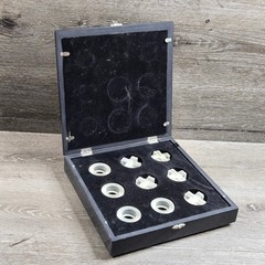 Tic Tac Toe Frosted Glass Game Set Black Wood Storage Box Unisex Black