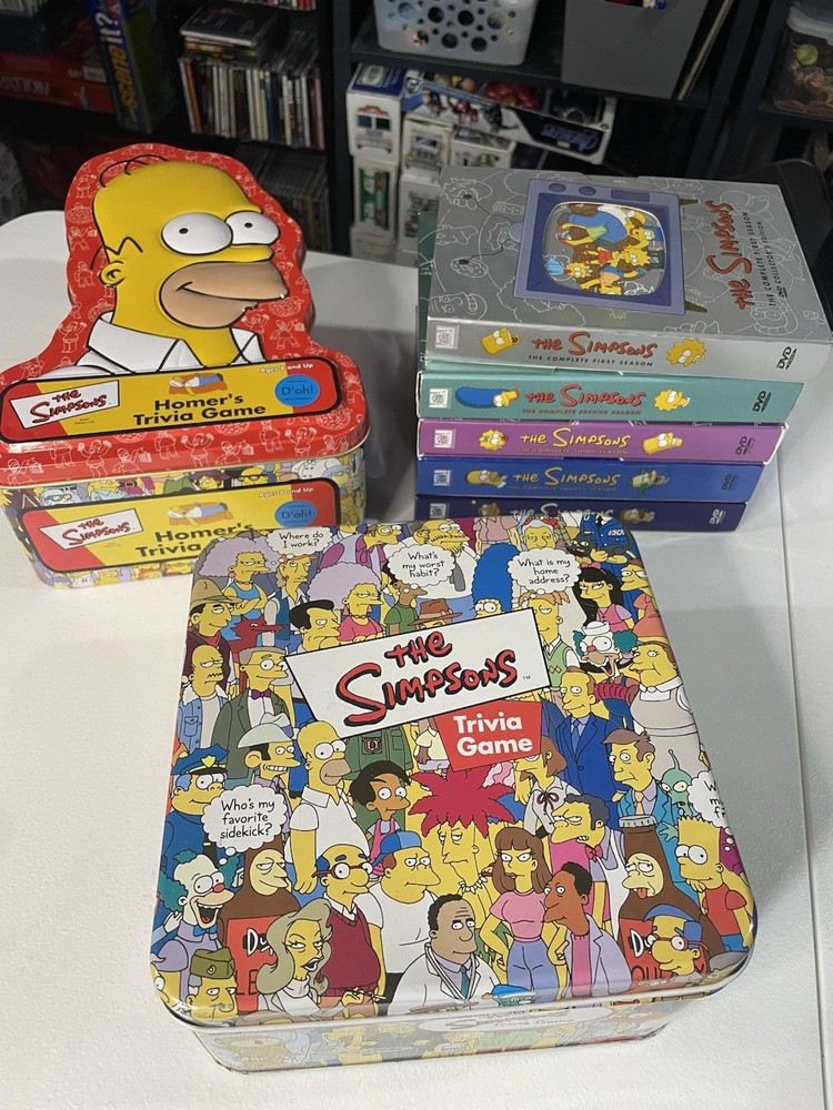 The Simpsons Collection Lot Empty Homer Tin Trivia Game Seasons 1-4 & 7th Series