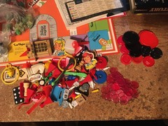 LOT OF BOARD GAME PIECES MONOPOLY CHICAGO IN A BOX CAREERS LOTS OF SILVER PIECES