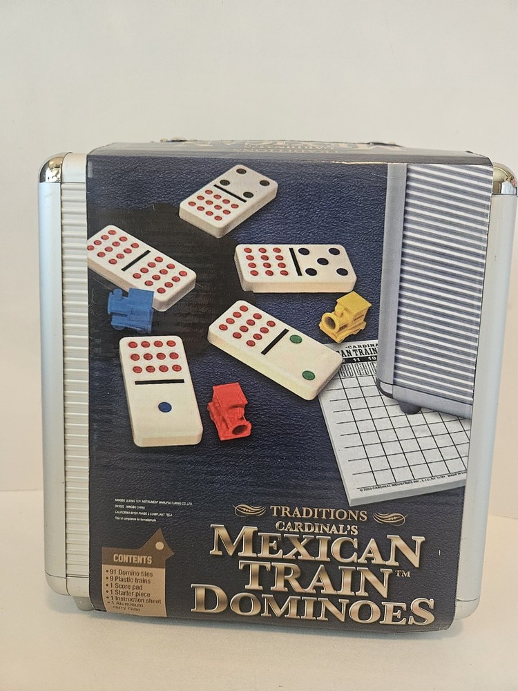 Traditions Cardinals Mexican Train Dominoes Game in Aluminum Carry Case