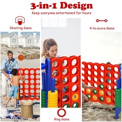 Costway 2.5Ft 4-to-Score Giant Game Set Basketball Hoop Ring Game Outdoor Indoor