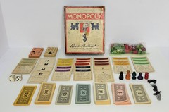 Vintage 1930’s/40’s WWII Era Monopoly Game No Board Or Inst~ Wood & Metal Pieces