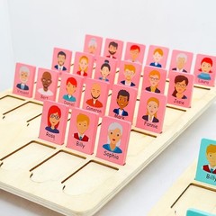 Guess Game Board Games Who Am I Wooden Board Game for Kids 3 4 5 6 7 8 Years Old