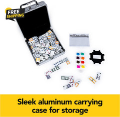 Spin Master Games, Mexican Train Dominoes Set in Aluminum Carry Case