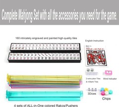 American Mahjong Set, Blue Paisley Carrying Bag,166 Premium White Tiles,4 All…