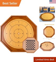 Deluxe 30 Inch Wooden Crokinole & Checkerboard – Ultimate Gaming Experience