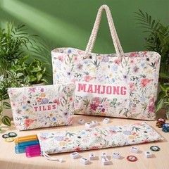 3 Pcs Empty Mahjong Bags Set for Tiles and Racks 24 x 13 x 4.7 Inches Floral …