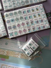 American Mahjong Game Set, 160 White Mahjong Tiles with Pastel Pewter Engraving
