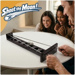 Shoot the Moon Game, Large 18 inches, Black Stained Solid Wood Board with Met…