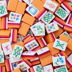 Engraved American Mahjong Tiles set , bright orange sunset themed. Fast 🛳️