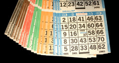 BINGO PAPER Cards sheets 3 on 18 Blue Bdr Special (read listing) – 10 pack