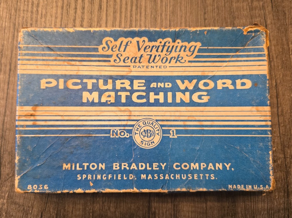 Picture and Word Matching Self Verifying Seat Work 8036 Milton Bradley Co. (YW)