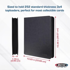 BCW Top Loader Binder | 9-Pocket LX Album | Black 3×4 inches,