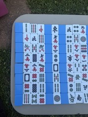 Mah Jong Tile Set Blue Plastic Tiles Game Strategy Tile Game 12+ Years 144 pcs