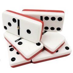 Domino Double Six 6 Red-White Two Tone Jumbo Pro Size Spinners – Wood Box