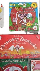 Vintage Strawberry Shortcake Lot- Board Game, 3 Puzzles & 4 Vinyl Records