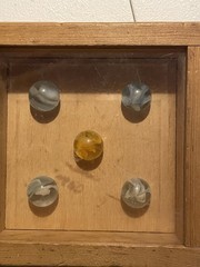 2 Vintage Wooden Marble Solitaire Games with 29 Marbles Cats Eye Nice! 1960’s