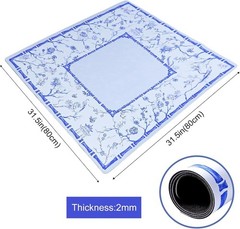 Large Blue Mahjong Mat (31.5” X 31.5”) with Black Carrying Bag, Anti-Slip, Noise