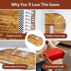 26.4In Wooden Horse Race Board Game for Adults – Foldable Horse Racing Game Boar