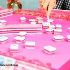 Vibrant Layered Mahjong Tiles Full American Set 160 Tiles Pink Flower Blossoms