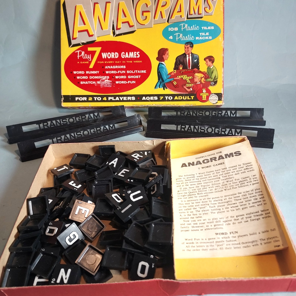 Vintage Anagrams Word Games Transogram Complete Excellent Plus 1957