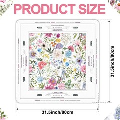 Chinoiserie Mahjong Mat 31.5″ x 31.5″ Colorful Floral Mat Anti Slip and Noise