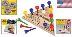 Travel-Friendly Traditional Wooden Triangle Game with Colorful Pegs – Ages 3+