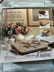 SCRABBLE DELUXE Edition Rotating Turntable COMPLETE 1989 #4034 Mahogany Tiles