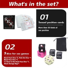 Auntzyj Sex 3 inches x 2 x 1 inch, Cards + 5 Glow-in-the-dark Dice