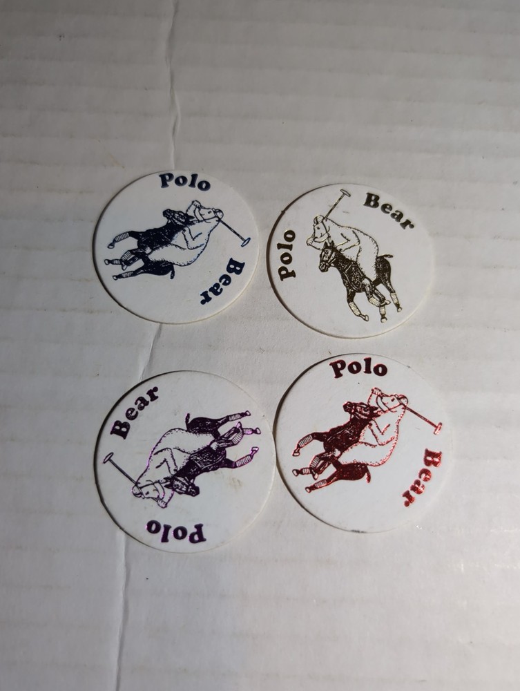 1993 Pog Pogs Lot Of 4 Polo Bear