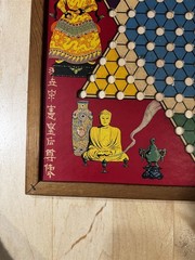 Vintage Whitman #5334 Chinese Checkers Game Board – 1944 – Wood Frame Lithograph
