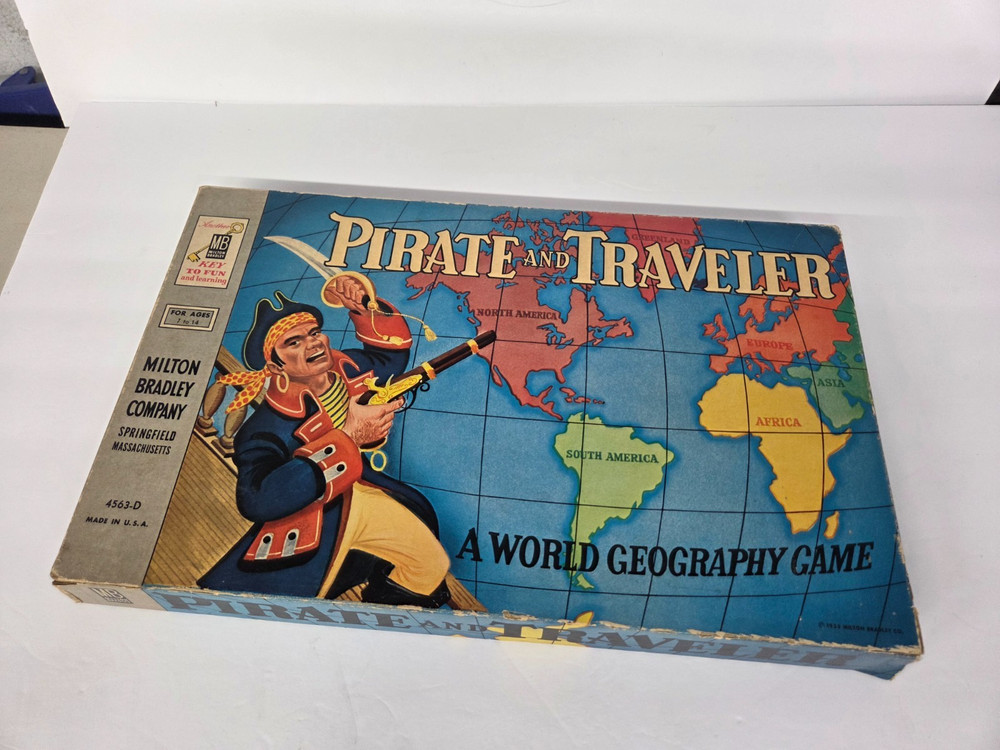 Vintage 1953 Milton Bradley Pirate and Traveler Board Game 4563-D Complete Game