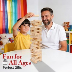 Wooden Blocks Stacking Games – 54 pcs Tumbling Tower Blocks Game for Kids & A…