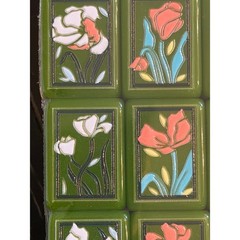 Modern Three Layer Mahjong Tile Set Green Pink White Floral American Mahjong