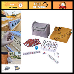 Mahjong Set 166 White Engraved Tiles 1.2″ with Carrying Bag, Mat, Dice & Manual
