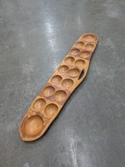 Vintage Mancala Board Game Wooden Hand Carved Hand Made Board