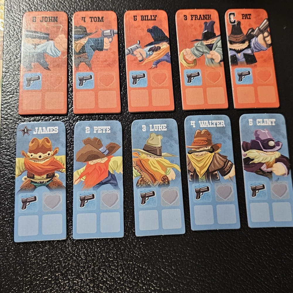 Flick ’em Up Game 10 Cowboy Tiles BLUE and RED Cardboard Piece Parts Only 2016