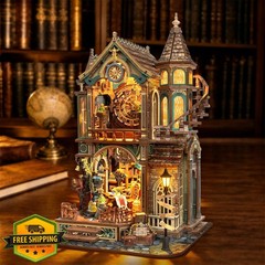 LORENOOK Magic Clock Tower Book Nook Wood Kit LED