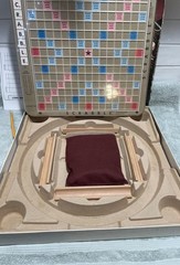 Milton Bradley Scrabble Deluxe Crossword Board Game Rotating Turntable 1988
