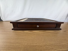 Scrabble Heirloom Edition with Rotating Solid Walnut Cabinet Turntable Open Box